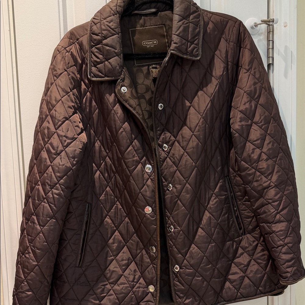 Coach Quilted Diamond Puffer Jacket in‎ Chocolate Brown